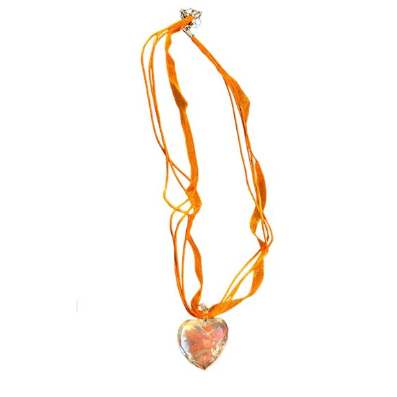 Glass Pendant Bursting Flower Necklace Dangle Earring Set - Picture 8 of 11